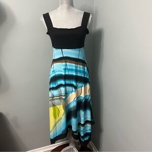 FRANK LYMAN handkerchief hem stretchy cocktail dress size 10 wedding summer